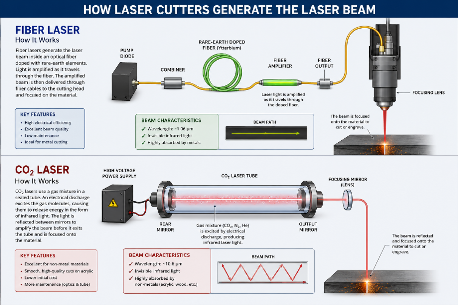 CO₂ and fiber laser cutters for sign fabrication