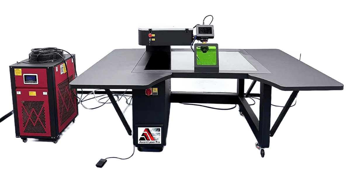 Ascent Laser Pro QCW combination tabletop and handheld laser welder with refrigerant chiller unit