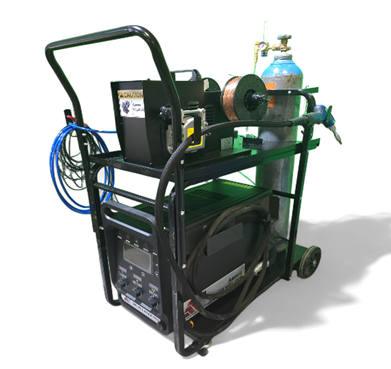 2000W laser welder on cart with wire feeder and Argon gas tank